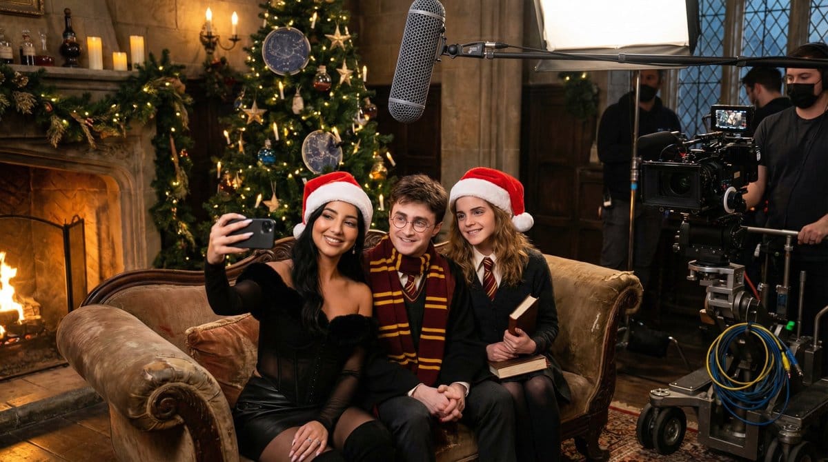 Ultra-Photorealistic BTS Selfie with Harry Potter Characters and Identity Lock - Prompt IA