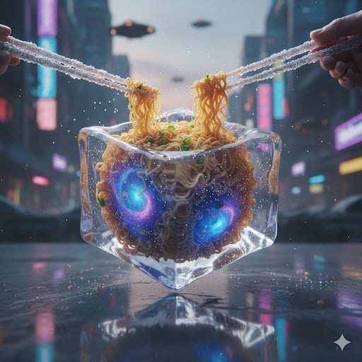 Ultra-Photorealistic Cinematic Food Action Shot of Noodles - Prompt de IA