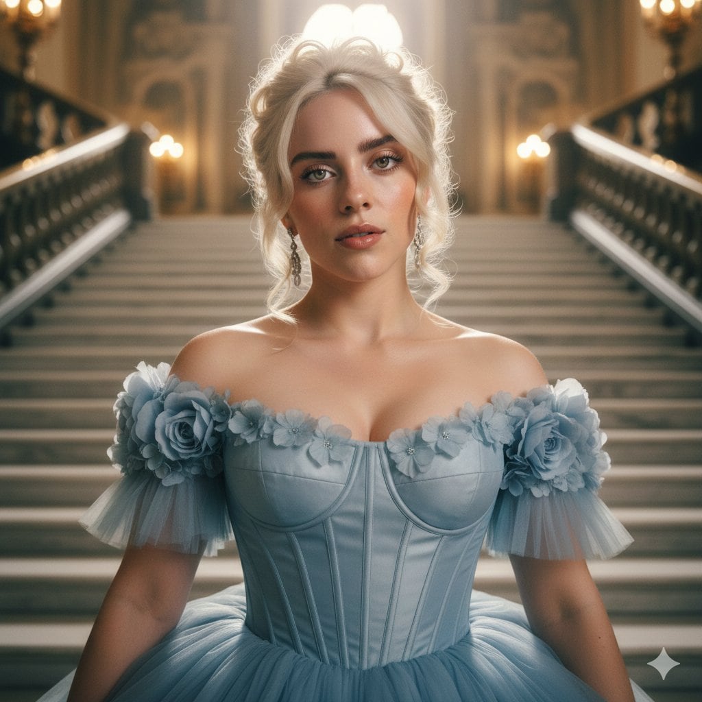 Ultra-Photorealistic Cinematic Royal Portrait of Billie Eilish - AI 프롬프트
