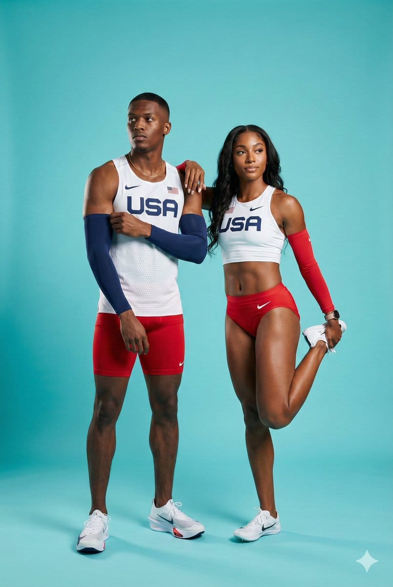 Ultra-Photorealistic Team USA Track Athletes Portrait - KI-Prompt