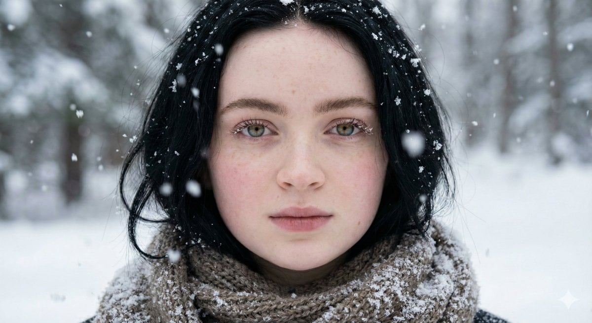 Ultra-Photorealistic Winter Portrait Macro Focus (Sadie Sink) - KI-Prompt