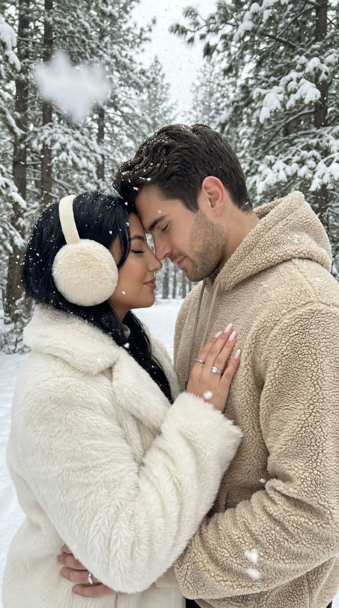 Ultra-Photorealistic Winter Romance Portrait (JSON Format) - AI 프롬프트