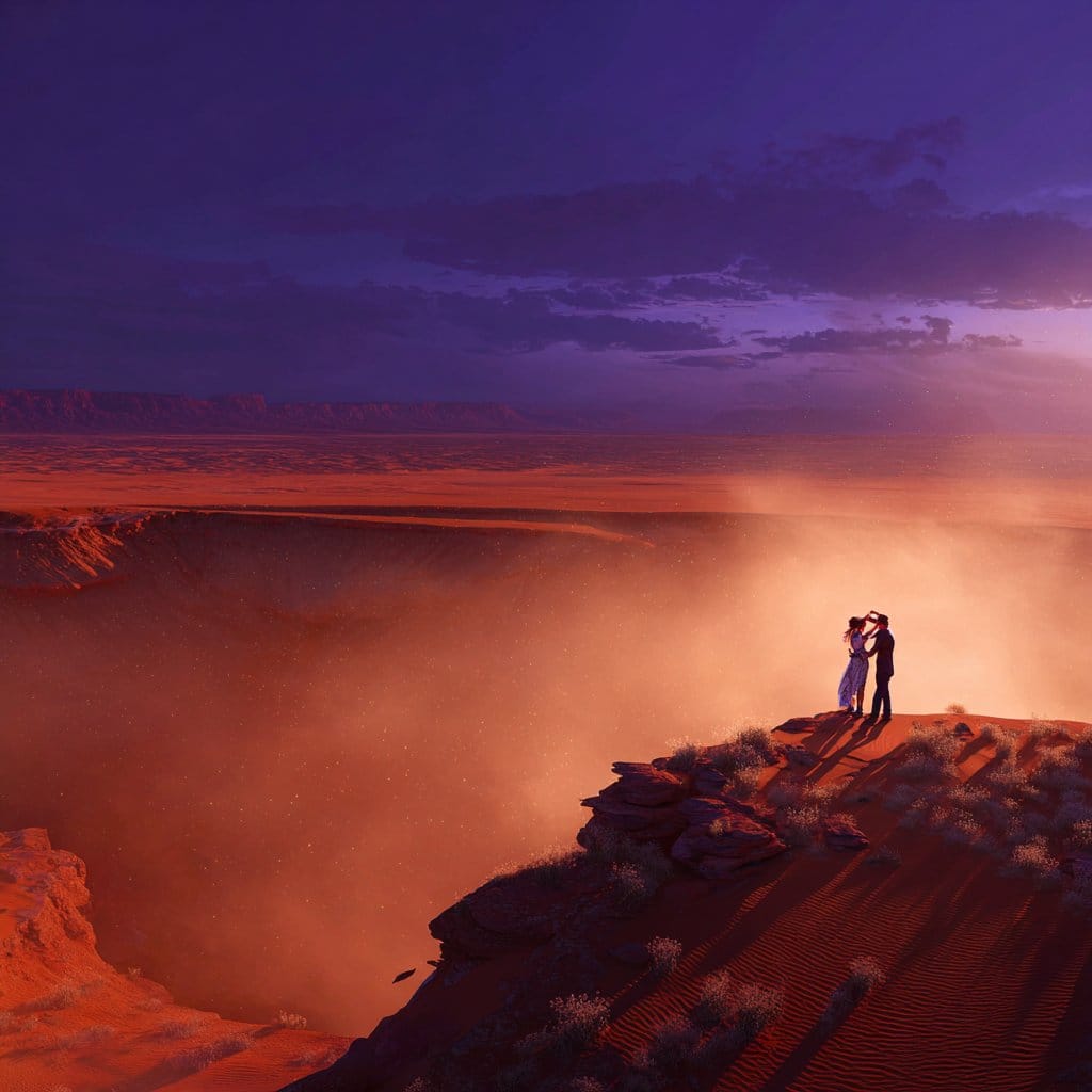 Ultra-Real 16K Cinematic Scene of Romantic Date on Mars - AI Prompt