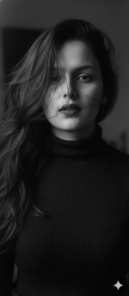 Ultra-Realistic Black and White Cinematic Portrait - AI 프롬프트