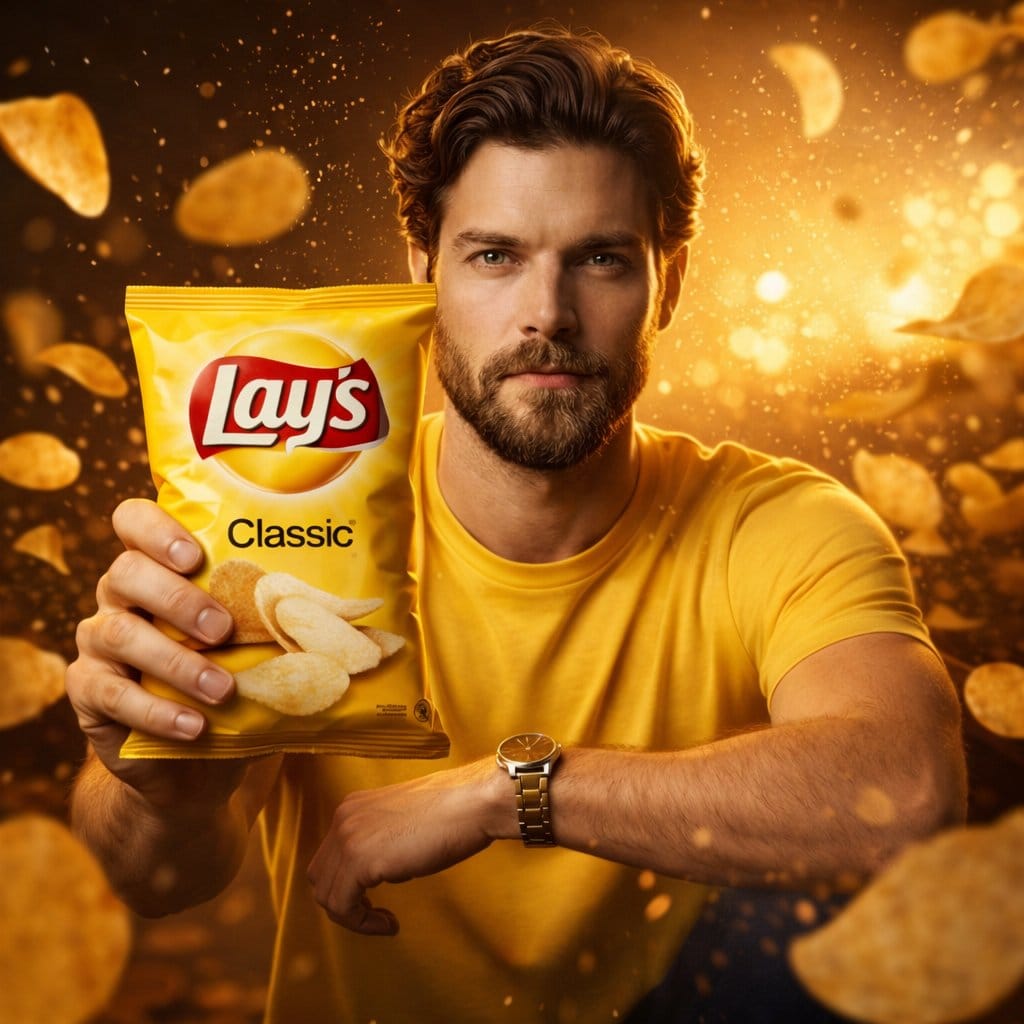 Ultra-Realistic Advertising Shot for Lay's Chips - AI 프롬프트