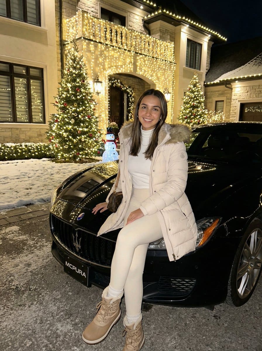 Ultra-Realistic Nighttime Winter Portrait in JSON Format - AI Prompt