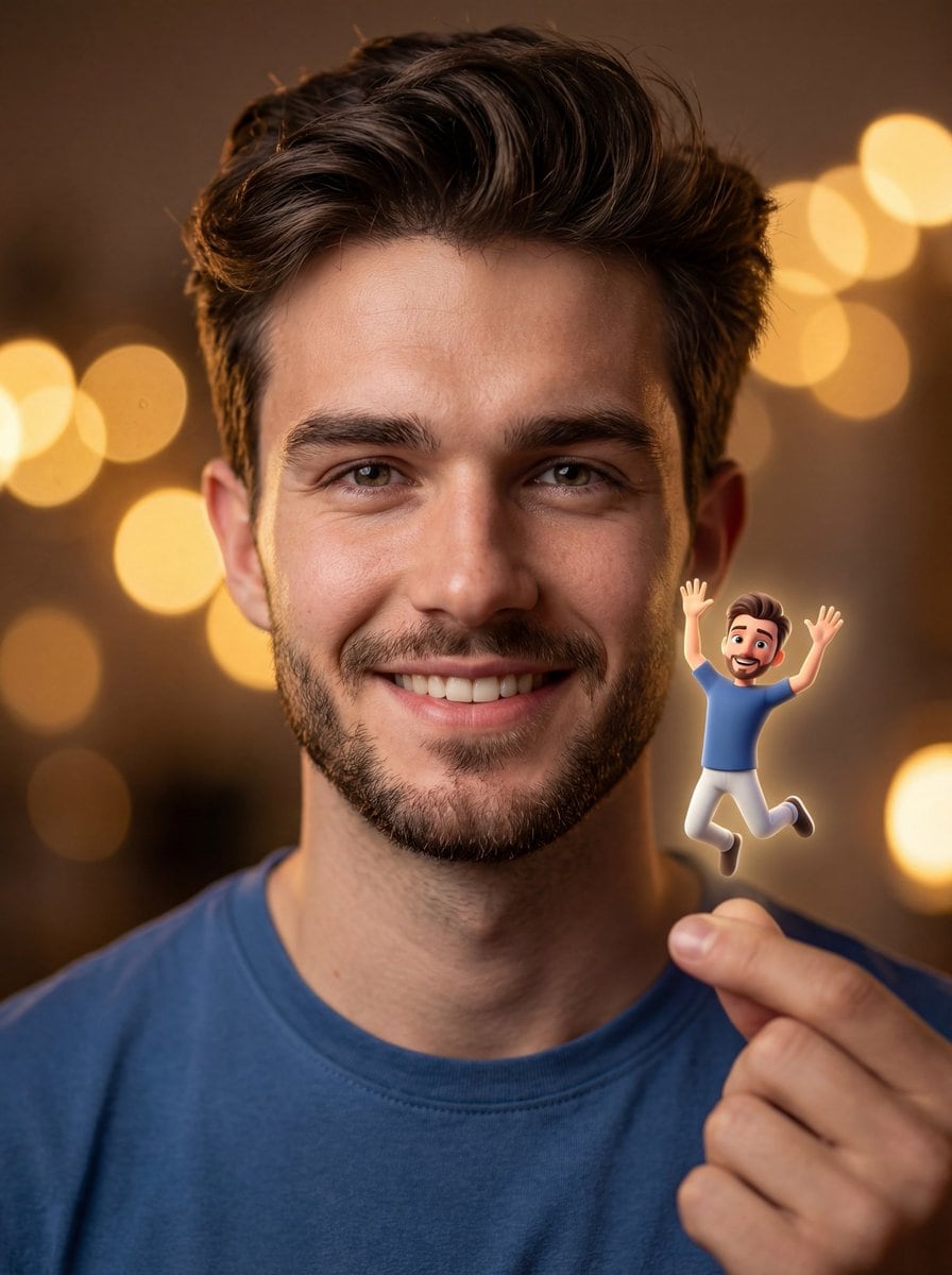 Ultra-realistic Portrait with Miniature Cartoon Self - AIプロンプト