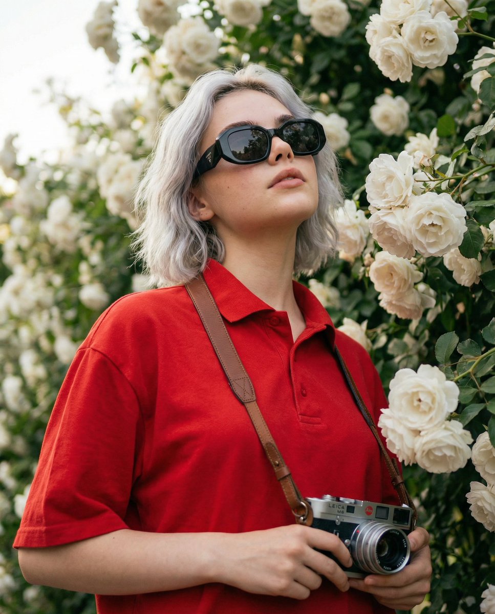 Preview image for Ultra-Realistic Portrait with Vintage Camera and Flowers prompt