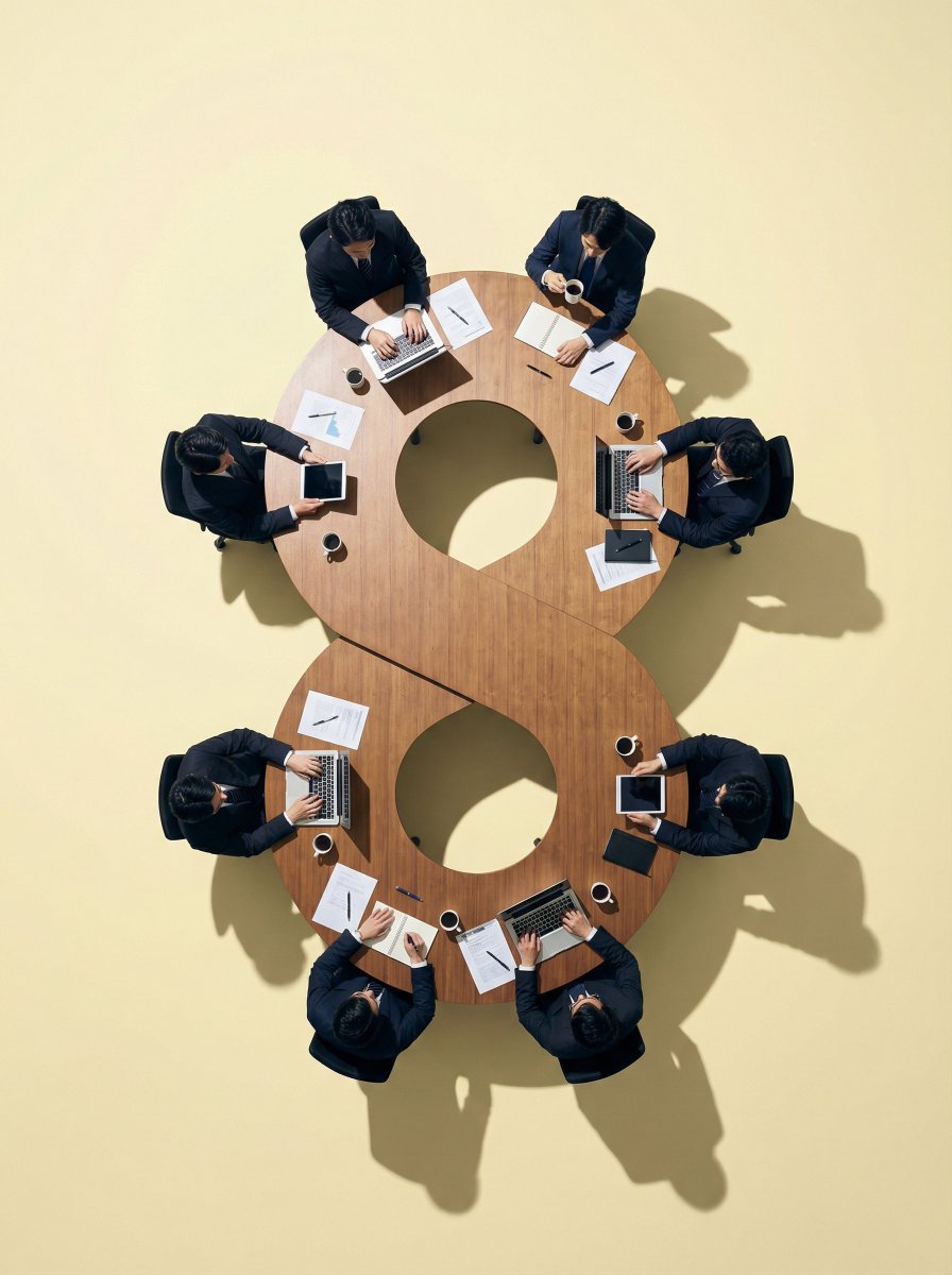 Preview image for Ultra-Realistic Top-Down Flat Lay Photo of a Custom Conference Table prompt