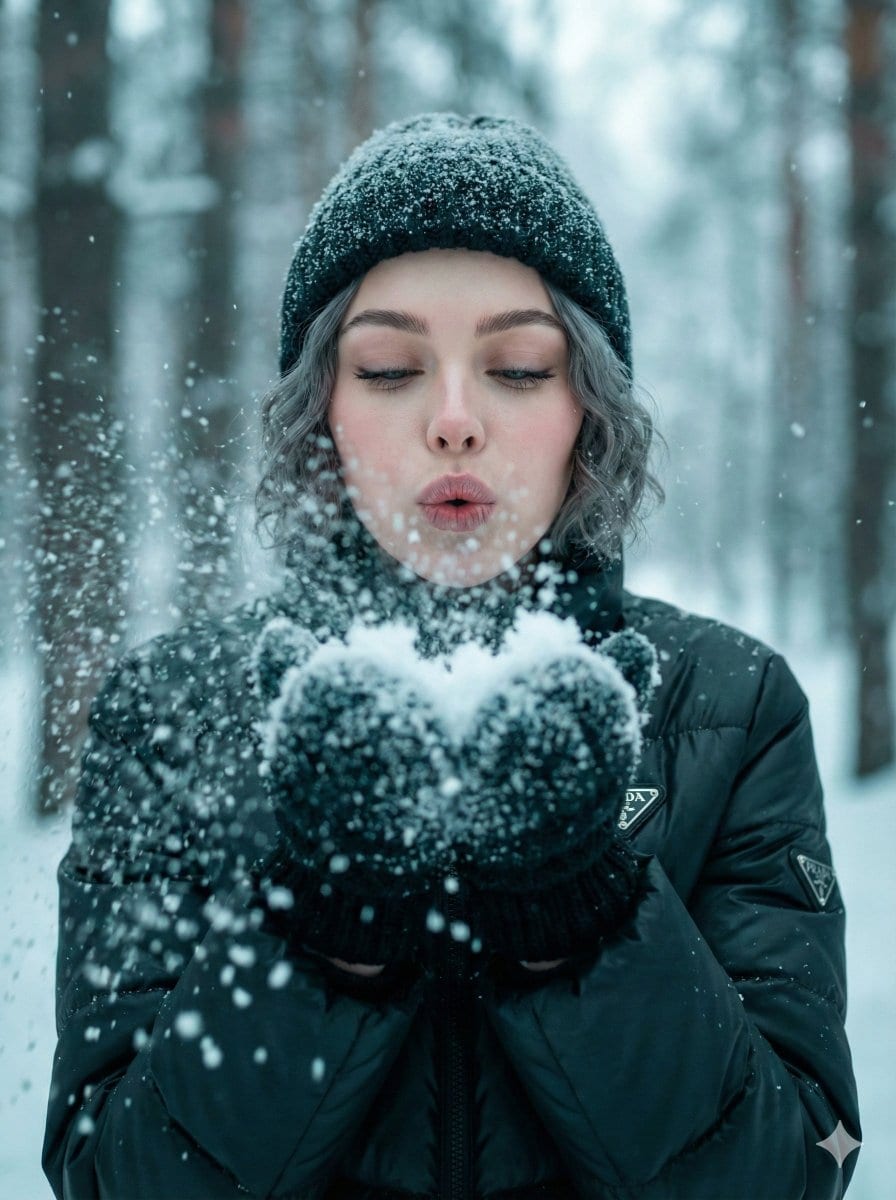 Ultra-Realistic Winter Snow Blowing Portrait Prompt - AI Prompt