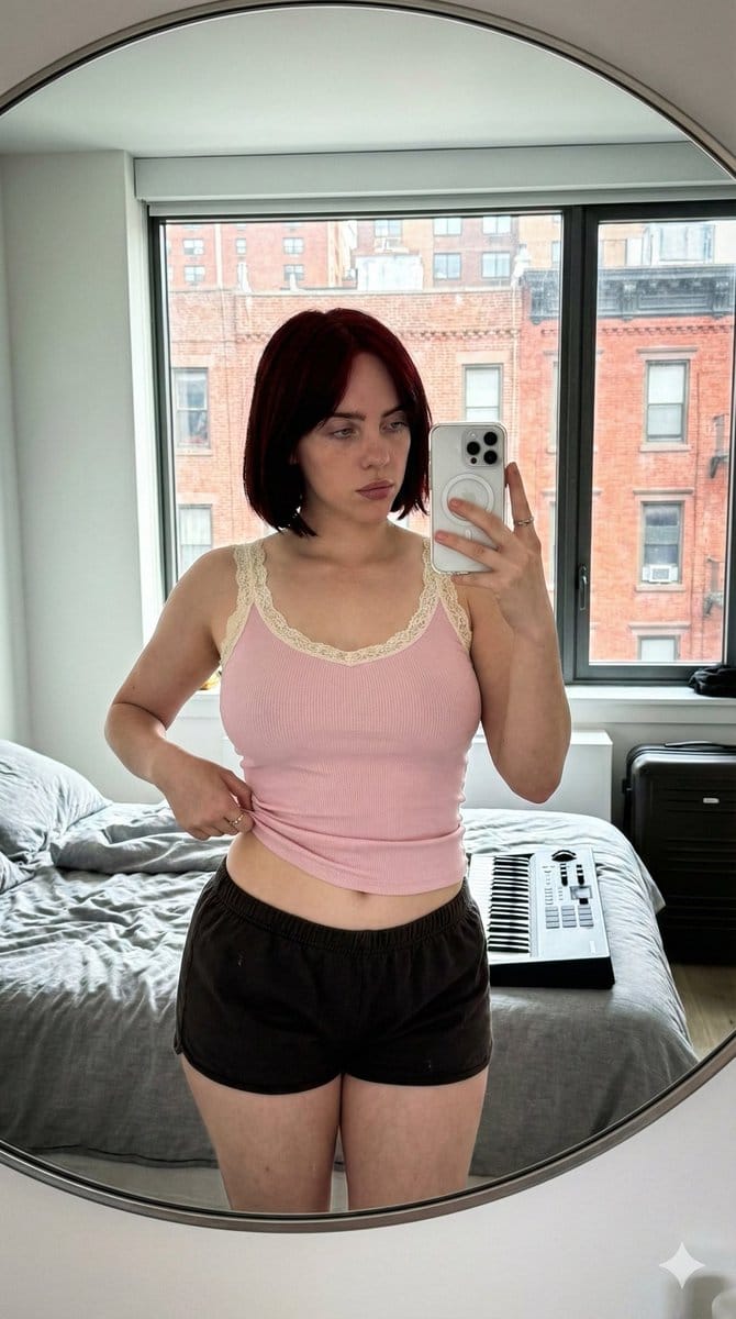 Ultra-Wide Candid Mirror Documentation Portrait Prompt - AI Generated Character Style Image Example