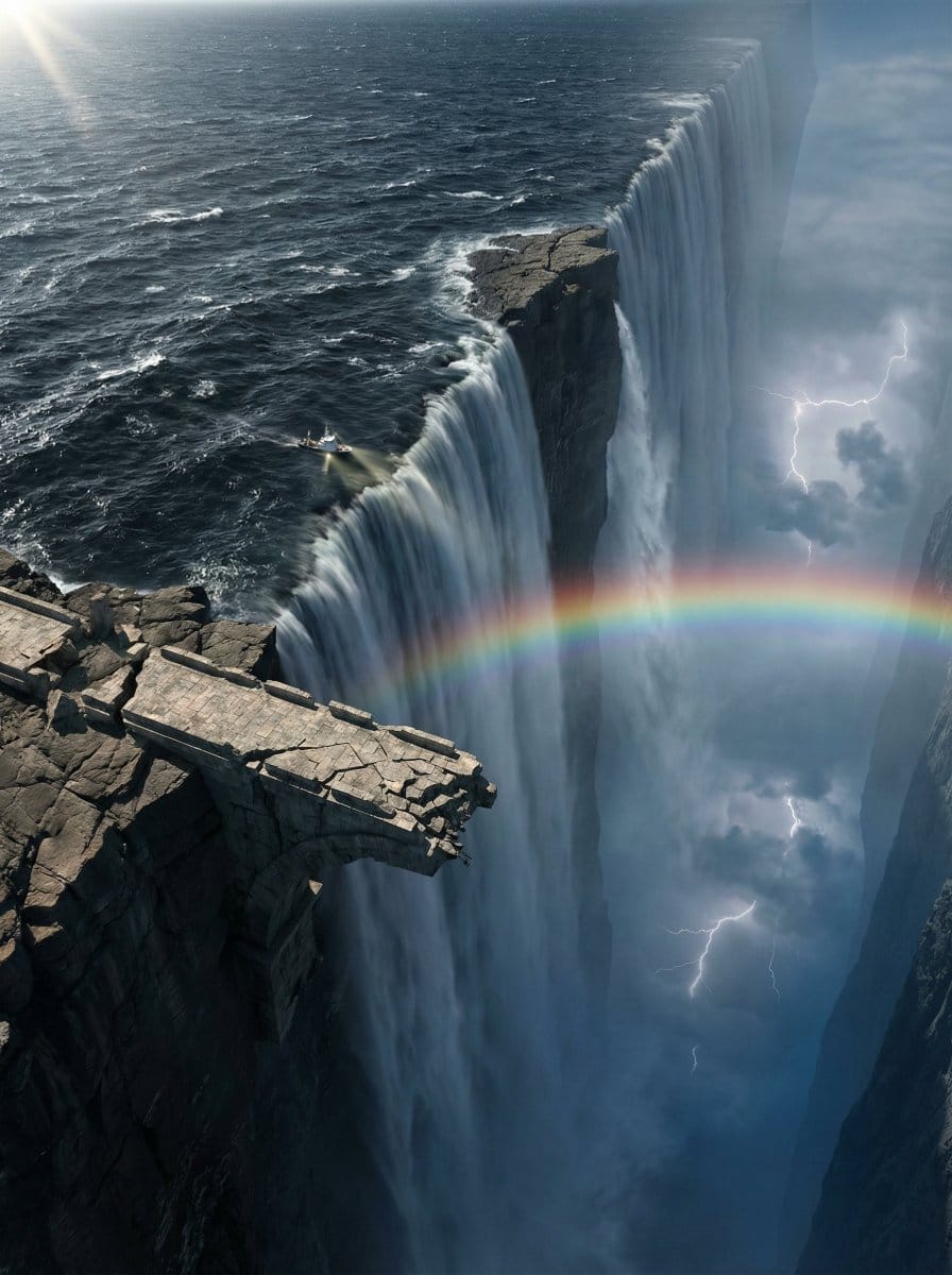 Preview image for Ultra-Widescreen Tectonic Rift and World's End Scene Prompt in JSON prompt