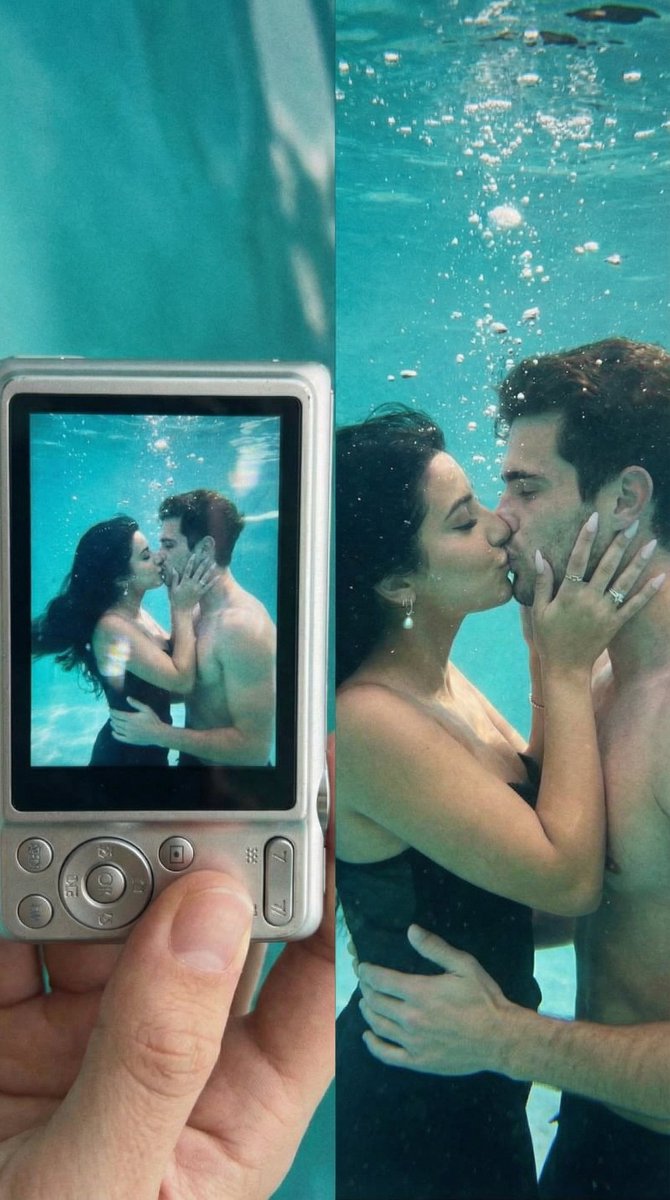 Underwater Kiss Diptych with Digital Camera Screen