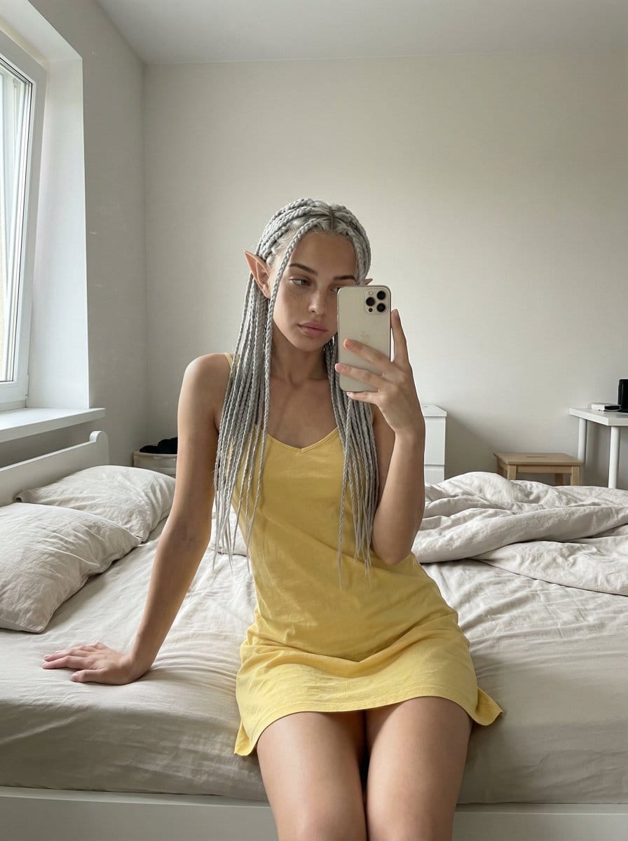 Unfiltered, Candid Bedroom Selfie Simulation - AI提示词