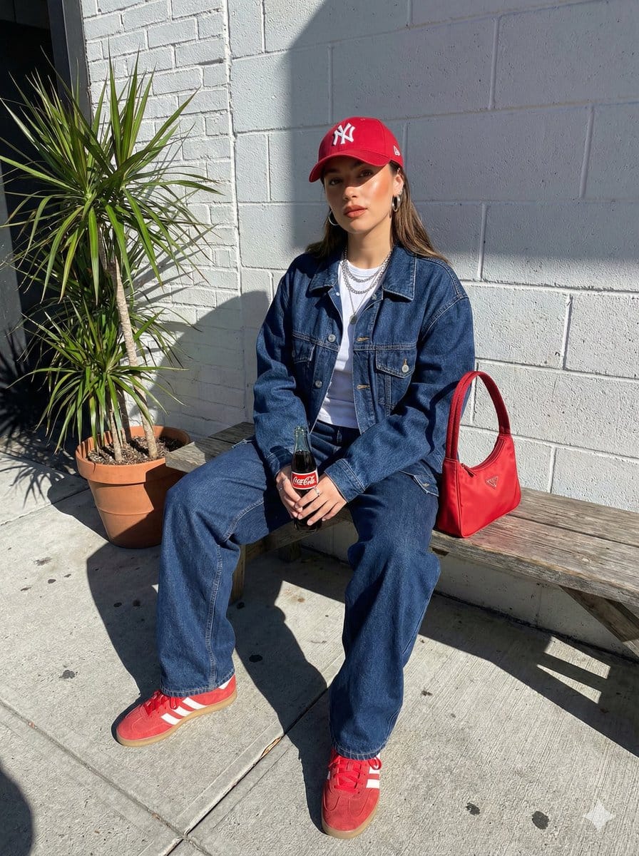Urban Street Fashion Portrait with Vintage Accents - AI 프롬프트