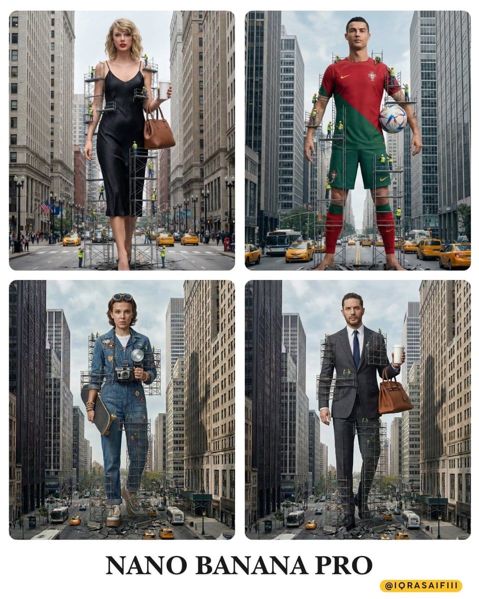 Urban Fantasy Giantess Taylor Swift with Scaffolding - AI 프롬프트