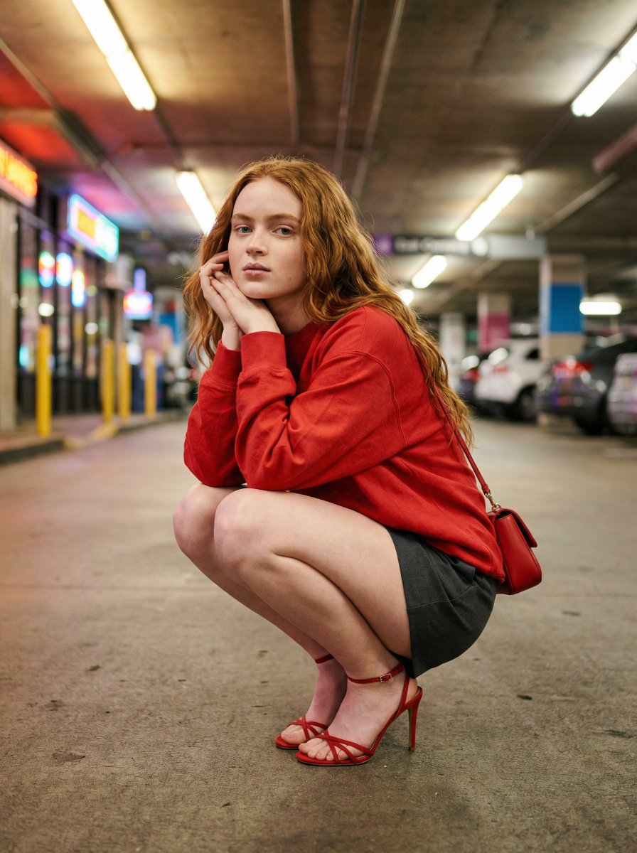 Preview image for Urban Fashion Editorial in Parking Lot Prompt prompt
