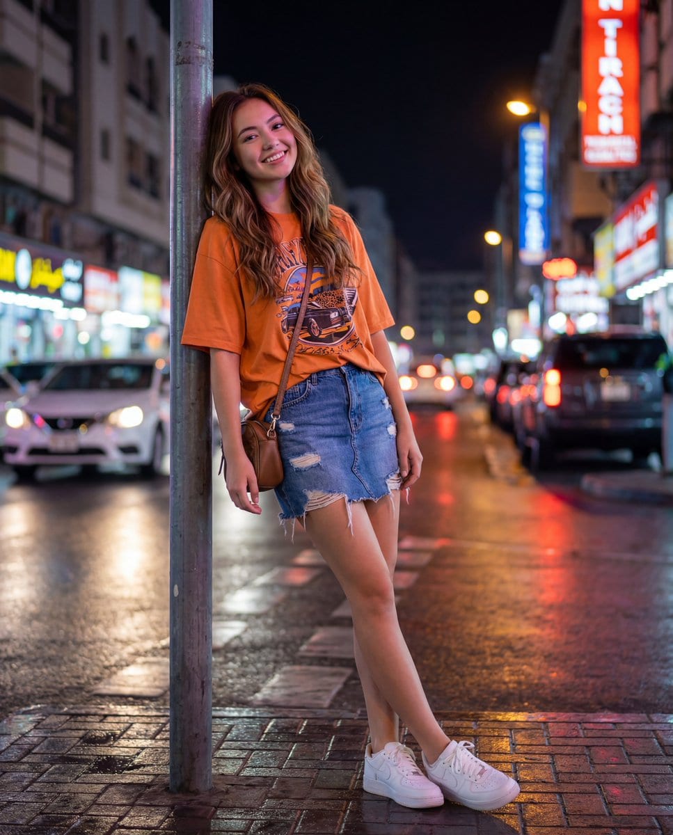 Urban Night Portrait with 100% Facial Accuracy - AI Art AI Generated Artwork