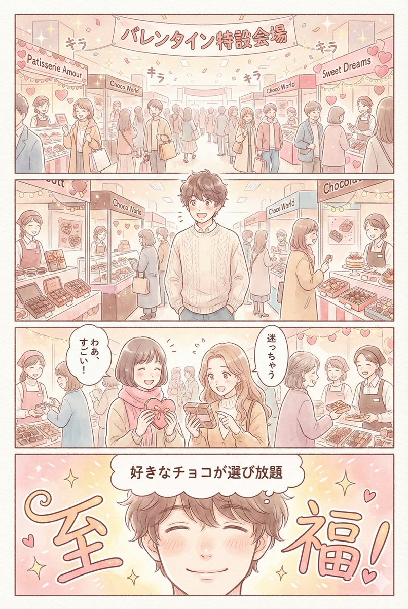 Valentine's Chocolate Shopping Manga Panel Generation - AI Art AI Generated Artwork