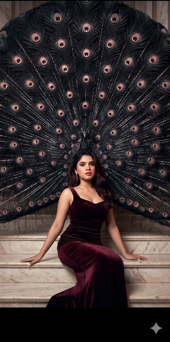Preview image for Velvet Fashion with Giant Peacock prompt