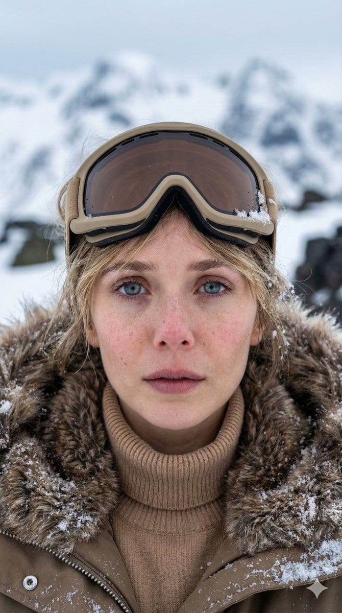 Vertical Cinematic Arctic Portrait (Tan/Brown Palette) - AI提示詞