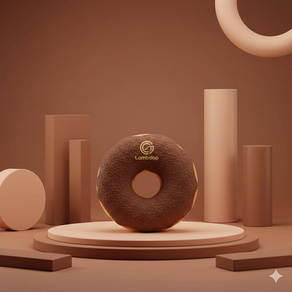 Vertical Studio Product Photography of a Chocolate Donut (3 Variations) - AI Generated Realistic Style Image Example