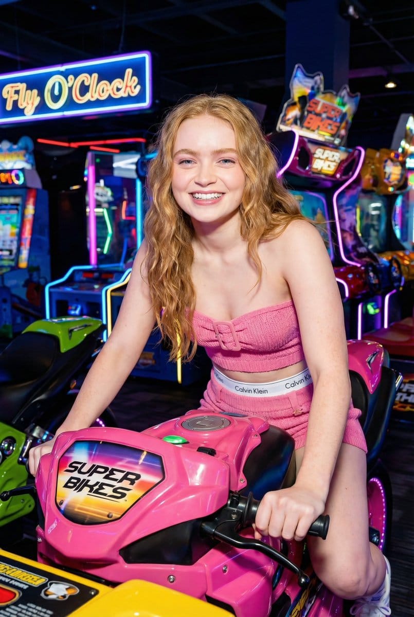 Vibrant Arcade Portrait with Neon Lighting - AI Generated Character Style Image Example