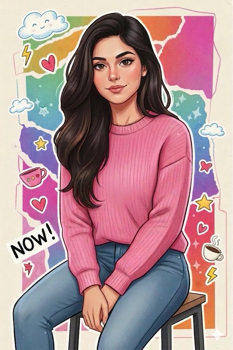 Preview image for Vibrant Sticker Art Illustration of a Young Woman prompt