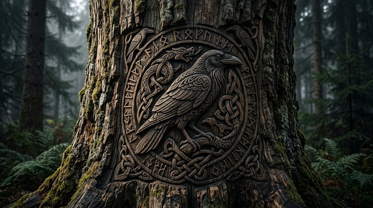 Viking Tree Carvings - AI Art AI Generated Artwork