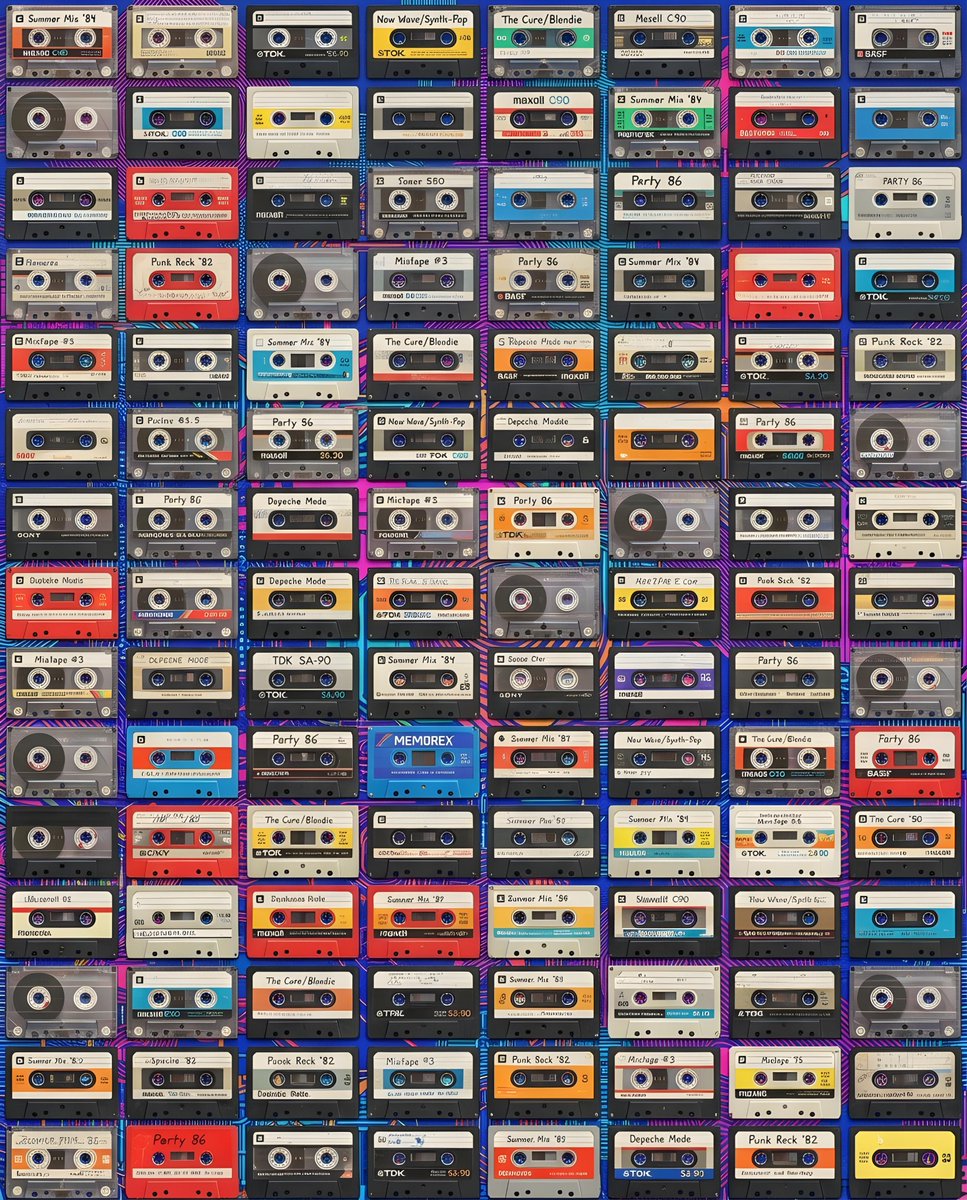 Preview image for Vintage Cassette Tape Grid prompt