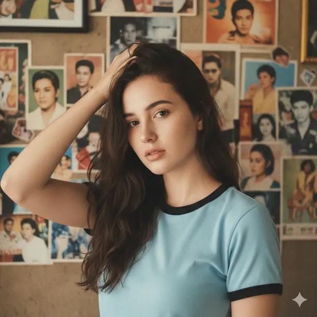 Vintage Portrait with Thai Celebrity Posters - AI Generated Character Style Image