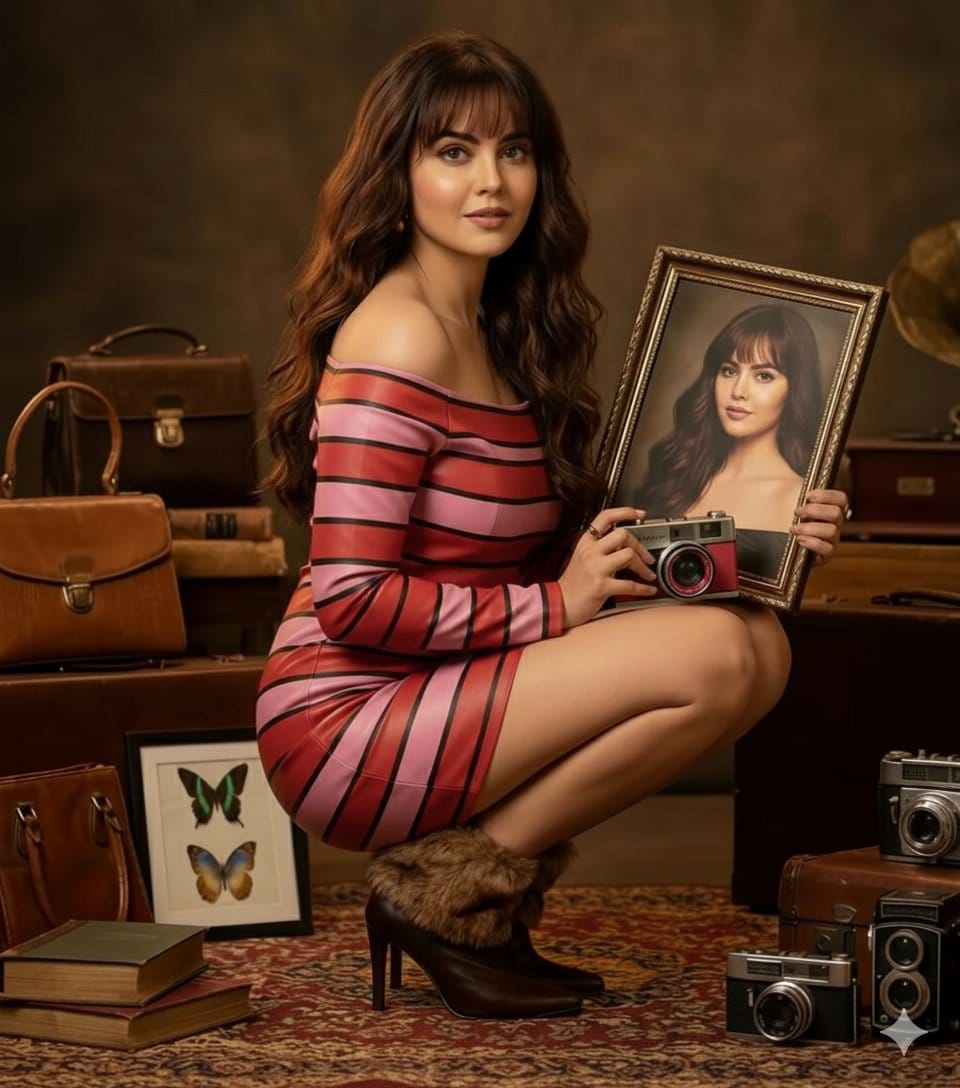 Vintage Studio Portrait with Picture-in-Picture Effect - Prompt IA