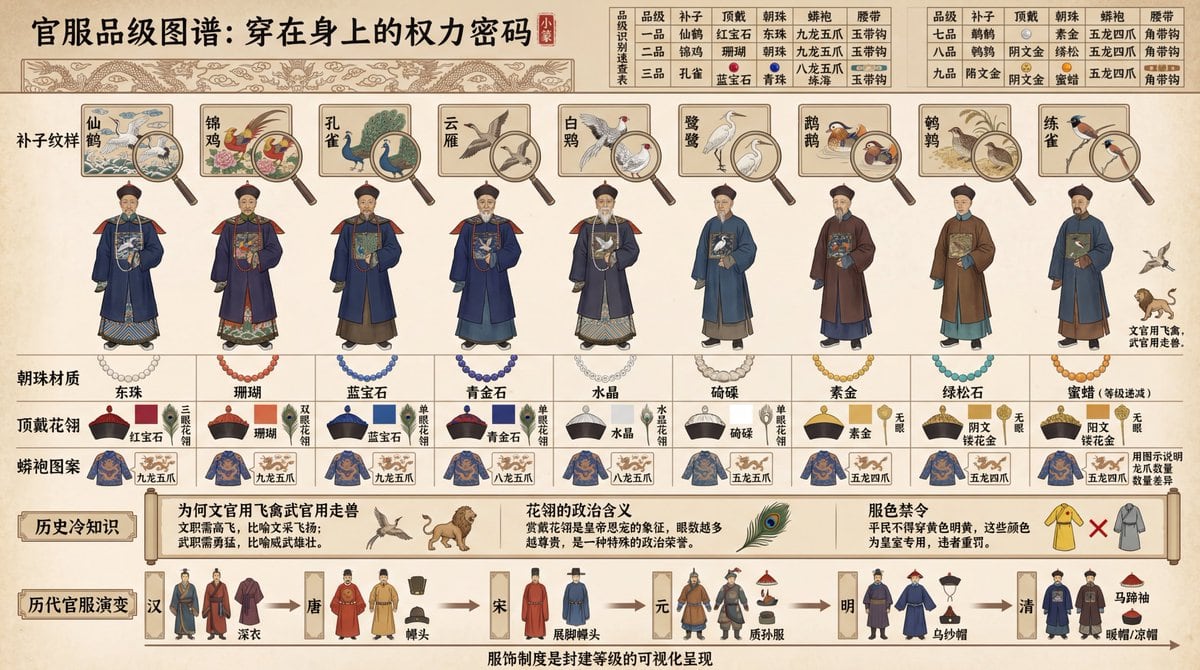 Visual Infographic of Ancient Chinese Official Ranks and Attire 免費生成器 ...