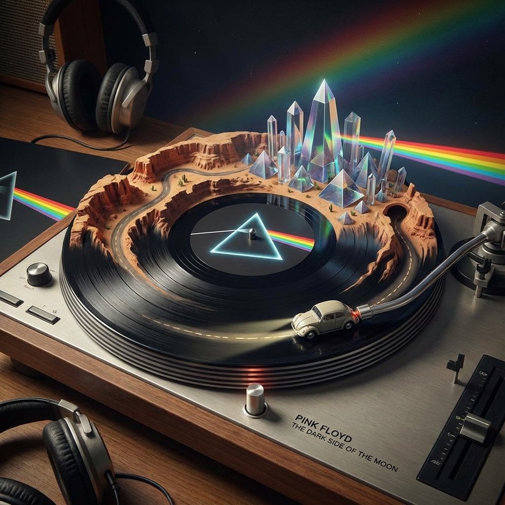Visualizing Music Albums as Turntable Landscapes - AI Prompt