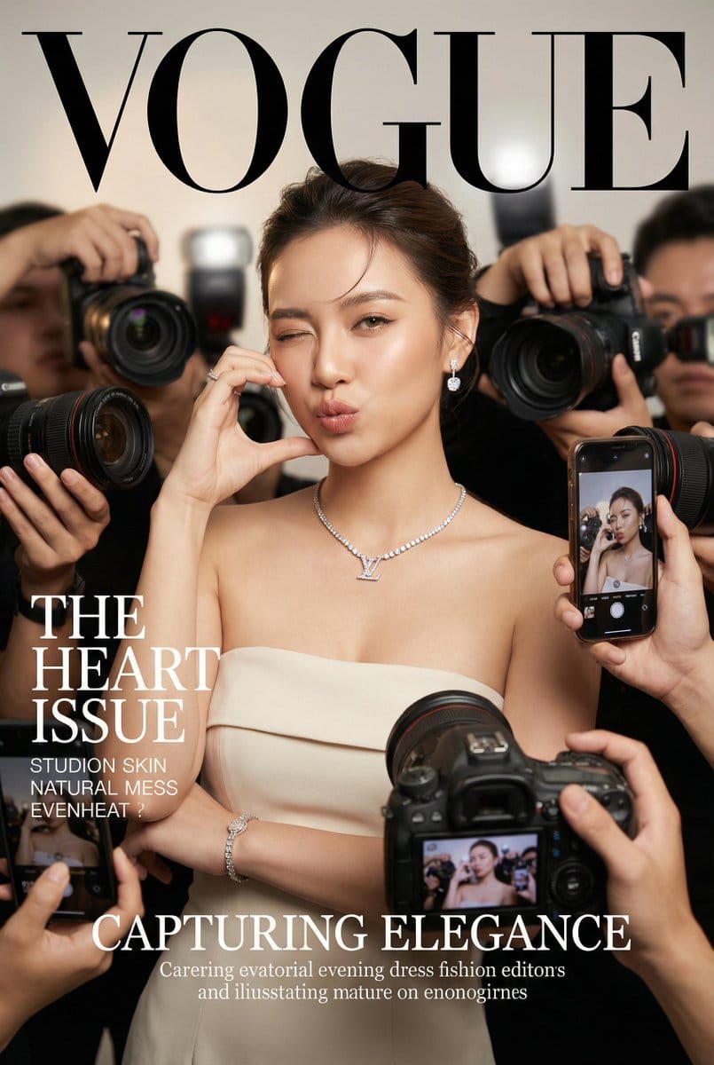 Vogue Cover Face Swap Portrait with Paparazzi - Prompt IA