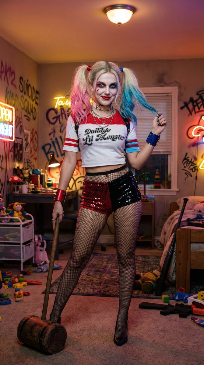 Preview image for Voluptuous Harley Quinn Cosplay Portrait Prompt prompt
