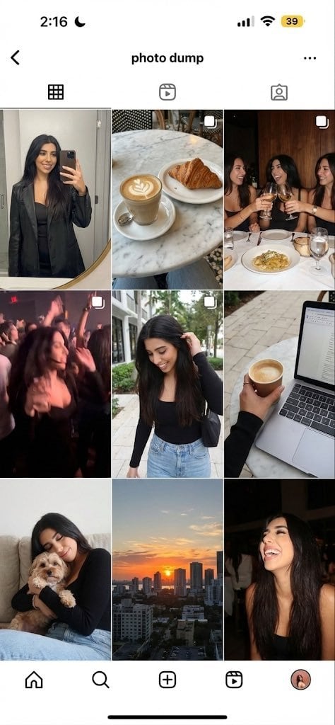 Weekend photo dump grid for Instagram - AI Generated Character Style Image Example