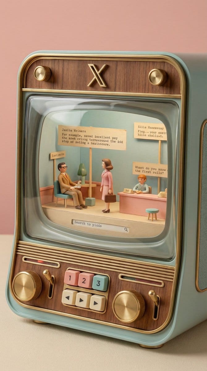 Wes Anderson-designed X App Mobile Interface - Промпт ИИ