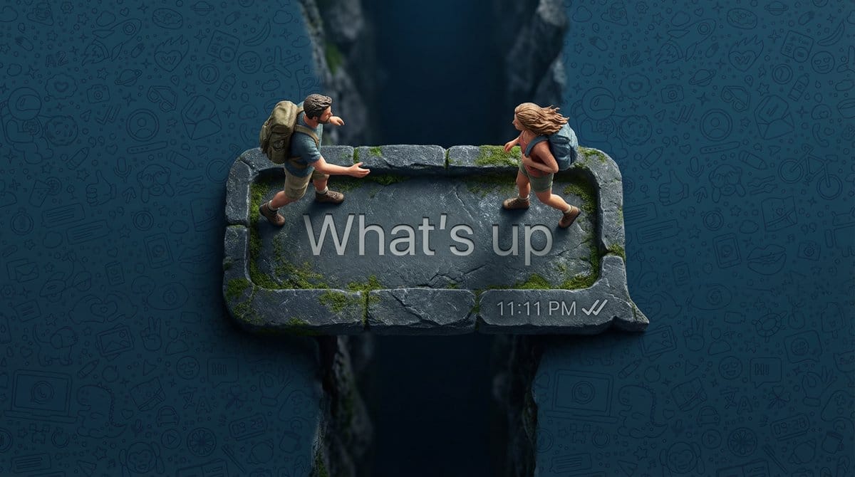 WhatsApp Speech Bubble Bridge Macro Photography - KI-Prompt