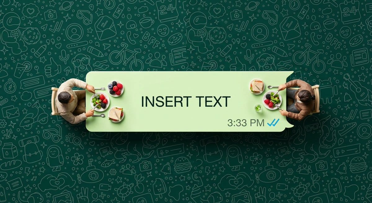 WhatsApp Speech Bubble Dining Table Macro Shot - KI-Prompt