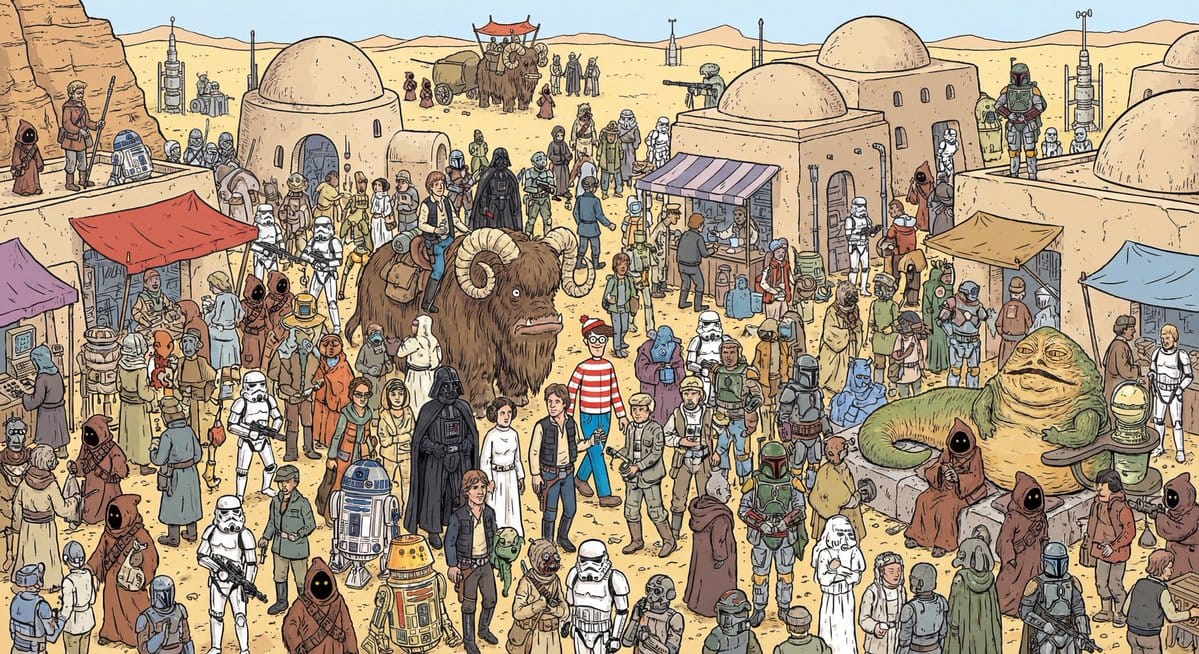 Where’s Waldo Star Wars scene - AI Generated Character Style Image Example