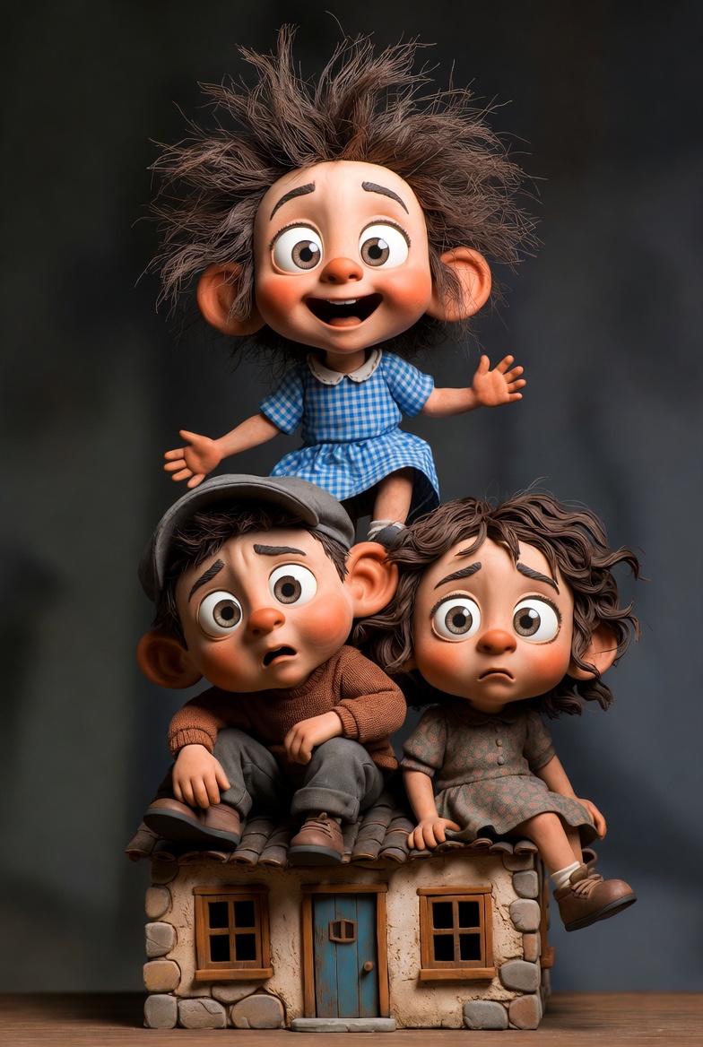 Preview image for Whimsical 3D Clay Sculpture of Stacked Children Prompt prompt