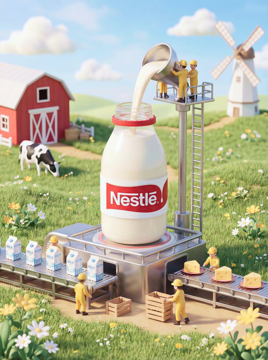 Whimsical 3D Miniature Dairy Advertising Illustration - نص توجيهي للذكاء الاصطناعي