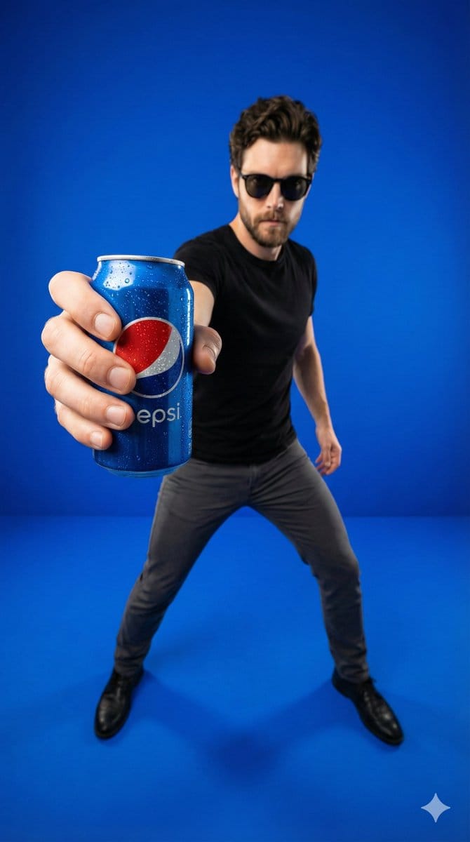 Wide-Angle Product Poster (Pepsi Can) - AIプロンプト