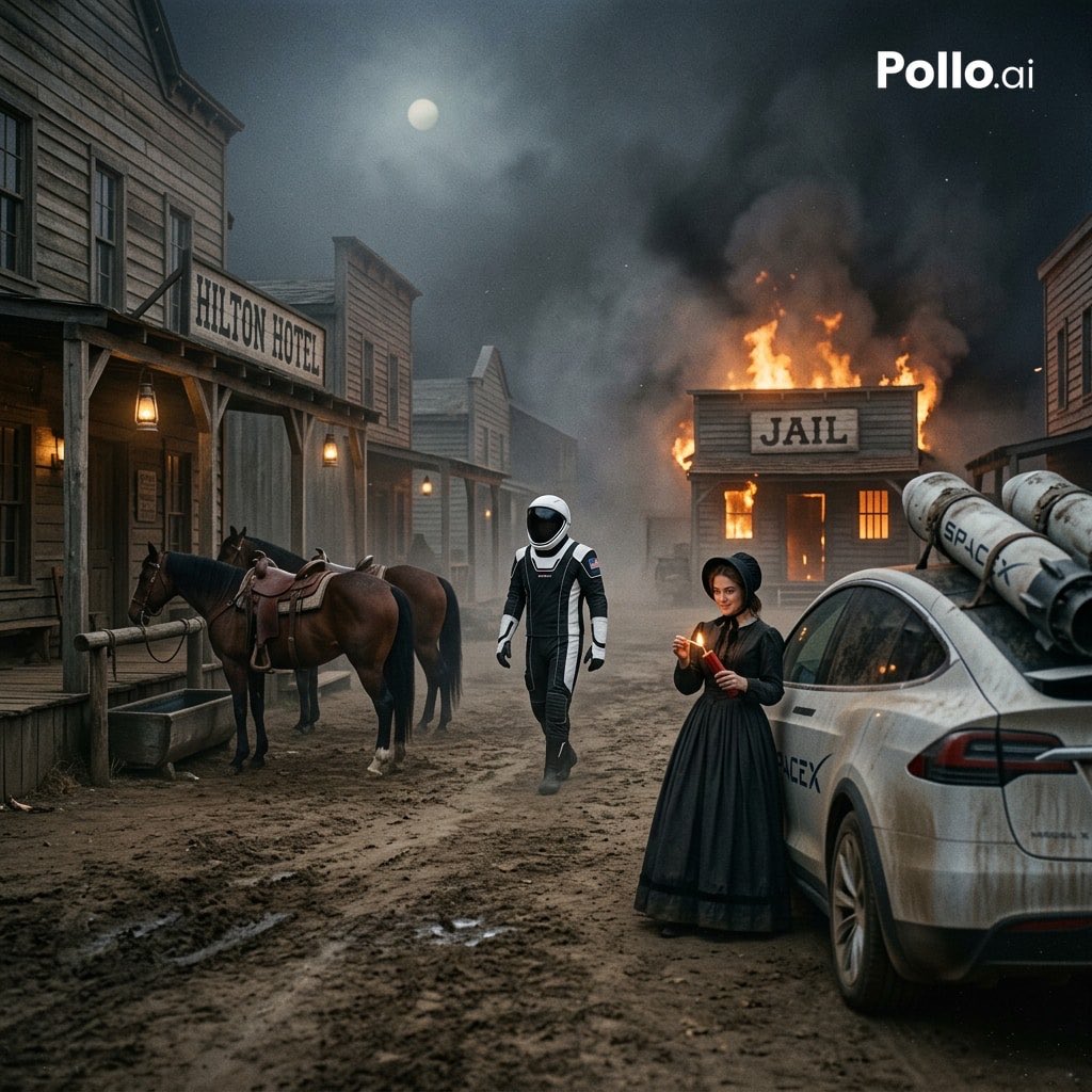 Preview image for Wild West Sci-Fi Time Travel Scene Prompt prompt