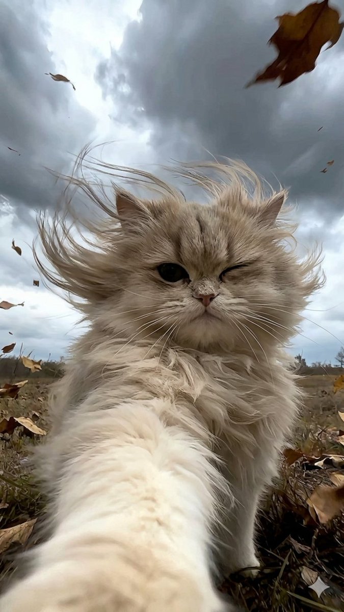 Winking Persian Cat Selfie - AI Art AI Generated Artwork