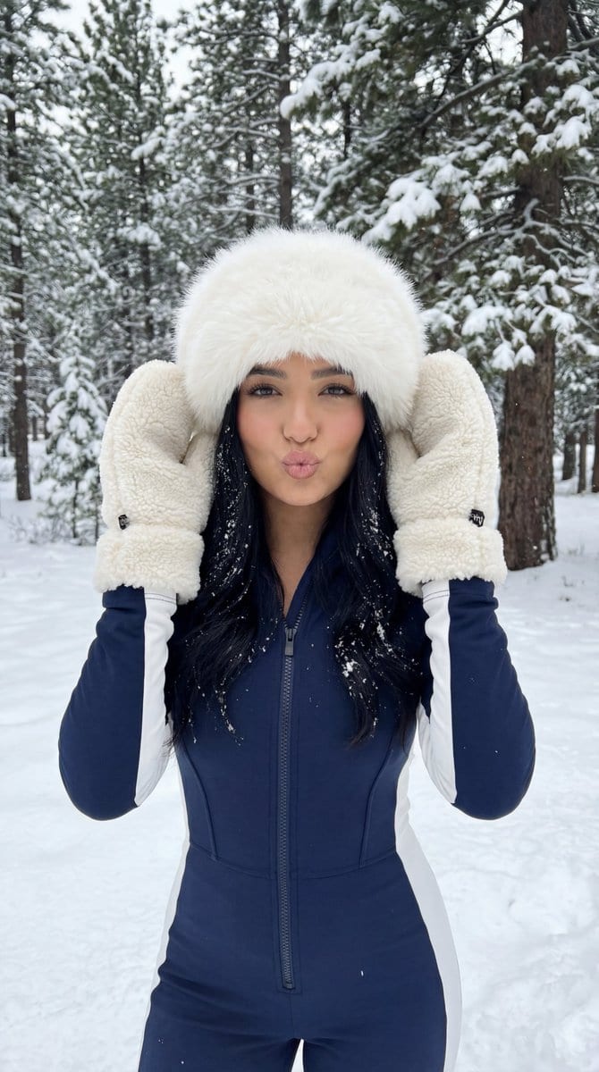 Winter Sport Lifestyle Portrait with Fur Hat and Pout - AI 프롬프트