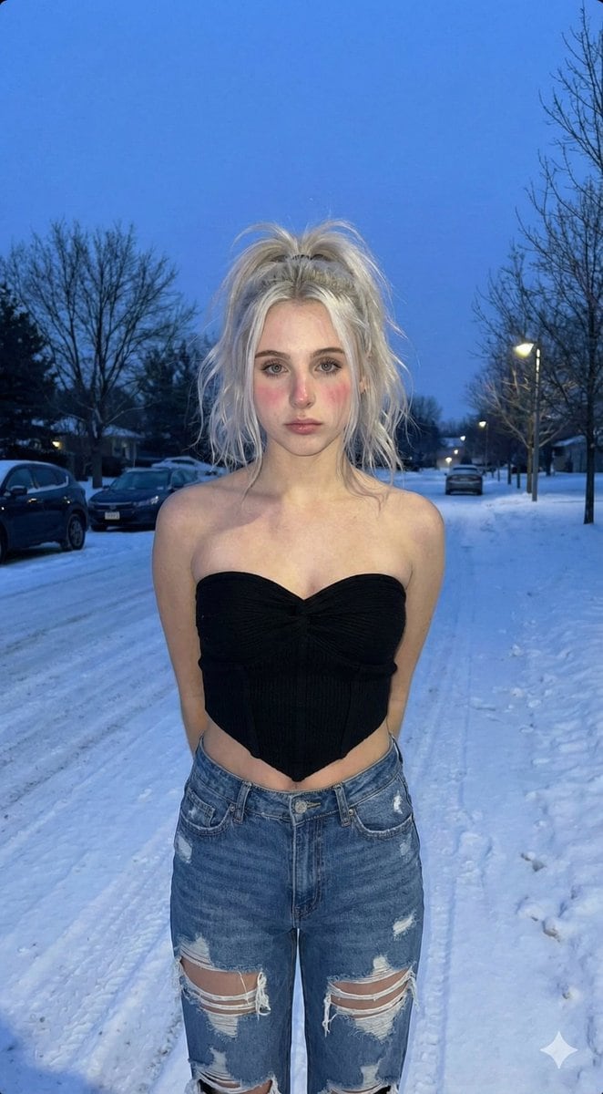Winter Streetwear Portrait at Blue Hour - AI 프롬프트