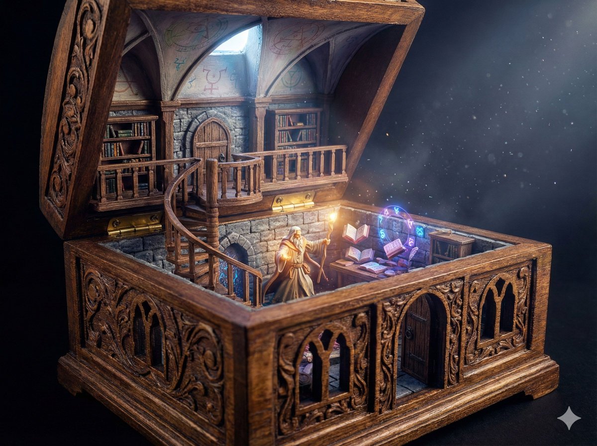 Preview image for Wizard in a Box Miniature Diorama prompt