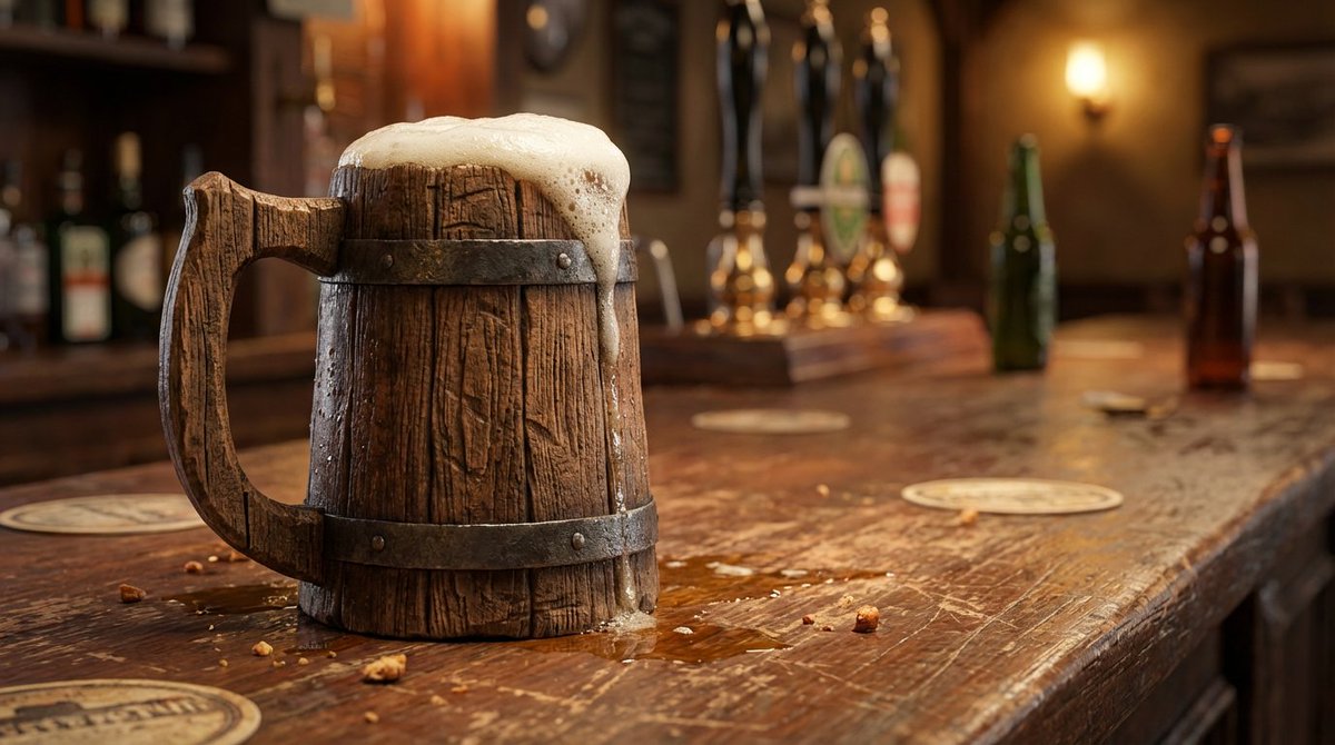 Preview image for Wooden Beer Mug Render prompt